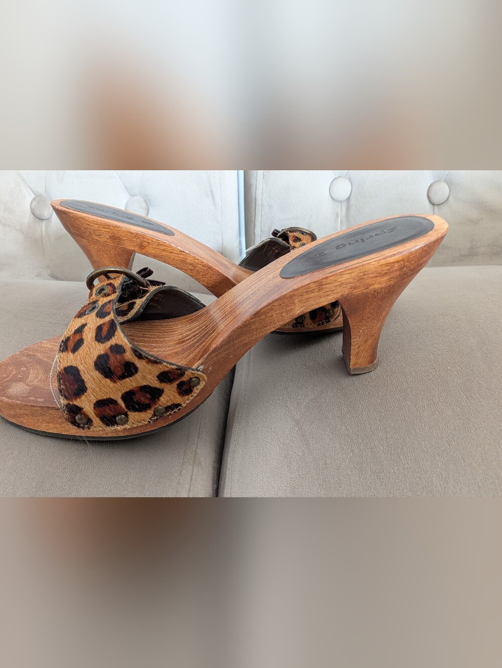 Leopard Print Wooden Heel- Spring Brand